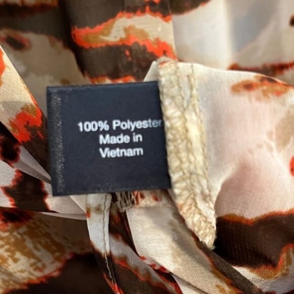 Lane Bryant Top Women 18 Brown Animal Print Tassel Sheer Safari Neutral Resort - Picture 11 of 12